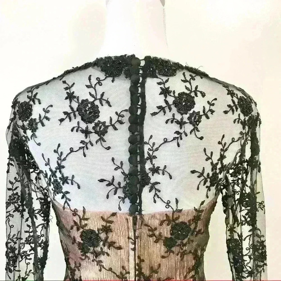 Pronovias Barcelona Black & Rose Gold Beaded Vintage Two Piece Shirt & Skirt Set - Picture 7 of 15